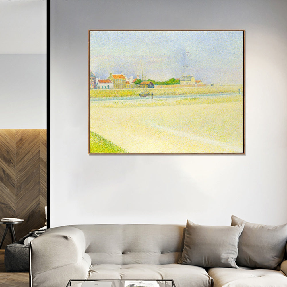 INVIN ART Framed Canvas Giclee Print Art Der Kanal von Gravelines, Grand Fort-Philippe by Georges Seurat Wall Art Living Room Home Office Decorations