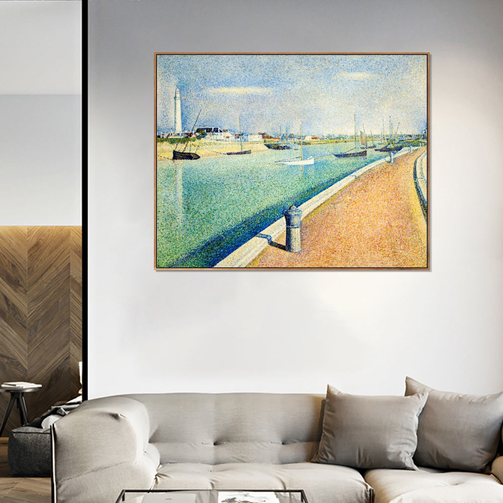 INVIN ART Framed Canvas Giclee Print Art Der Kanal von Gravelines, Petit-Fort-Philippe by Georges Seurat Wall Art Living Room Home Office Decorations