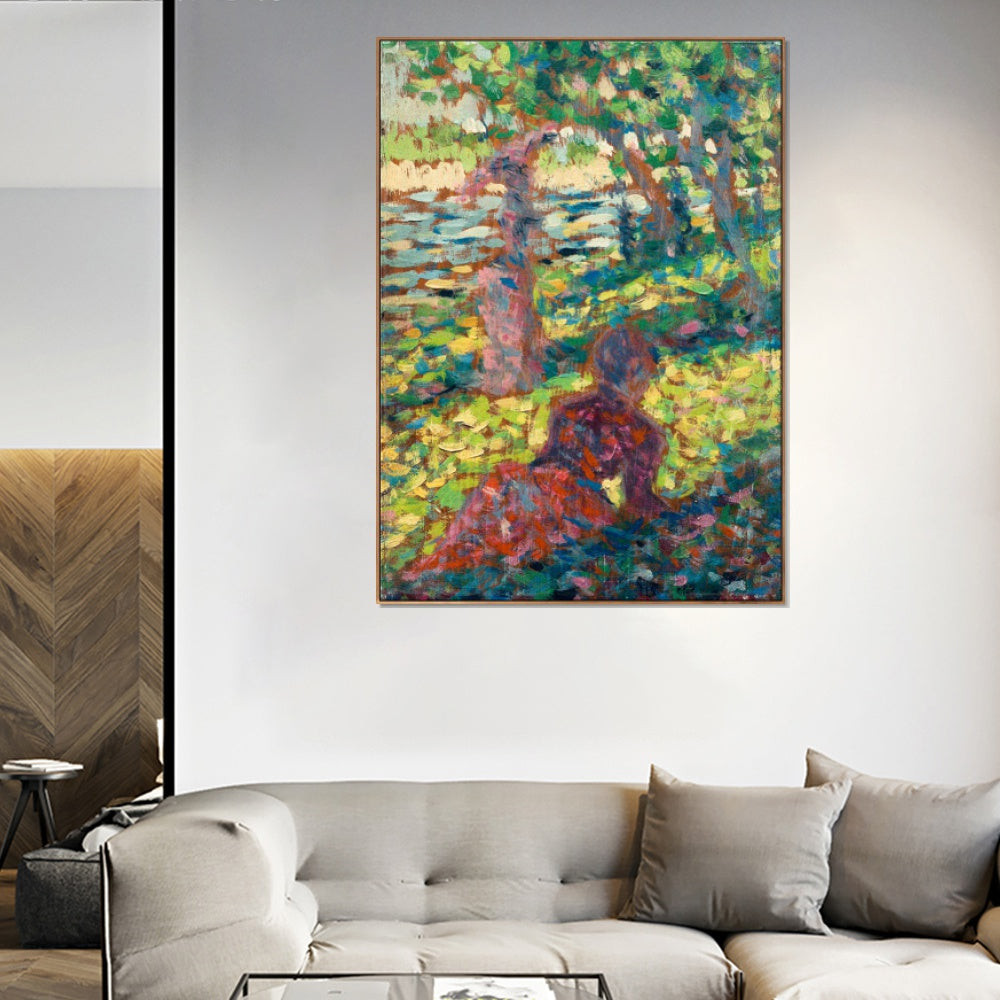 INVIN ART Framed Canvas Giclee Print Art Series#008 by Georges Seurat Wall Art Living Room Home Office Decorations
