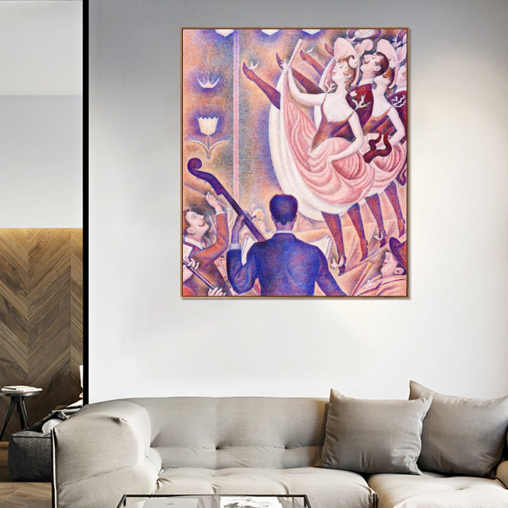INVIN ART Framed Canvas Giclee Print Art Le Chahut detail by Georges Seurat Wall Art Living Room Home Office Decorations