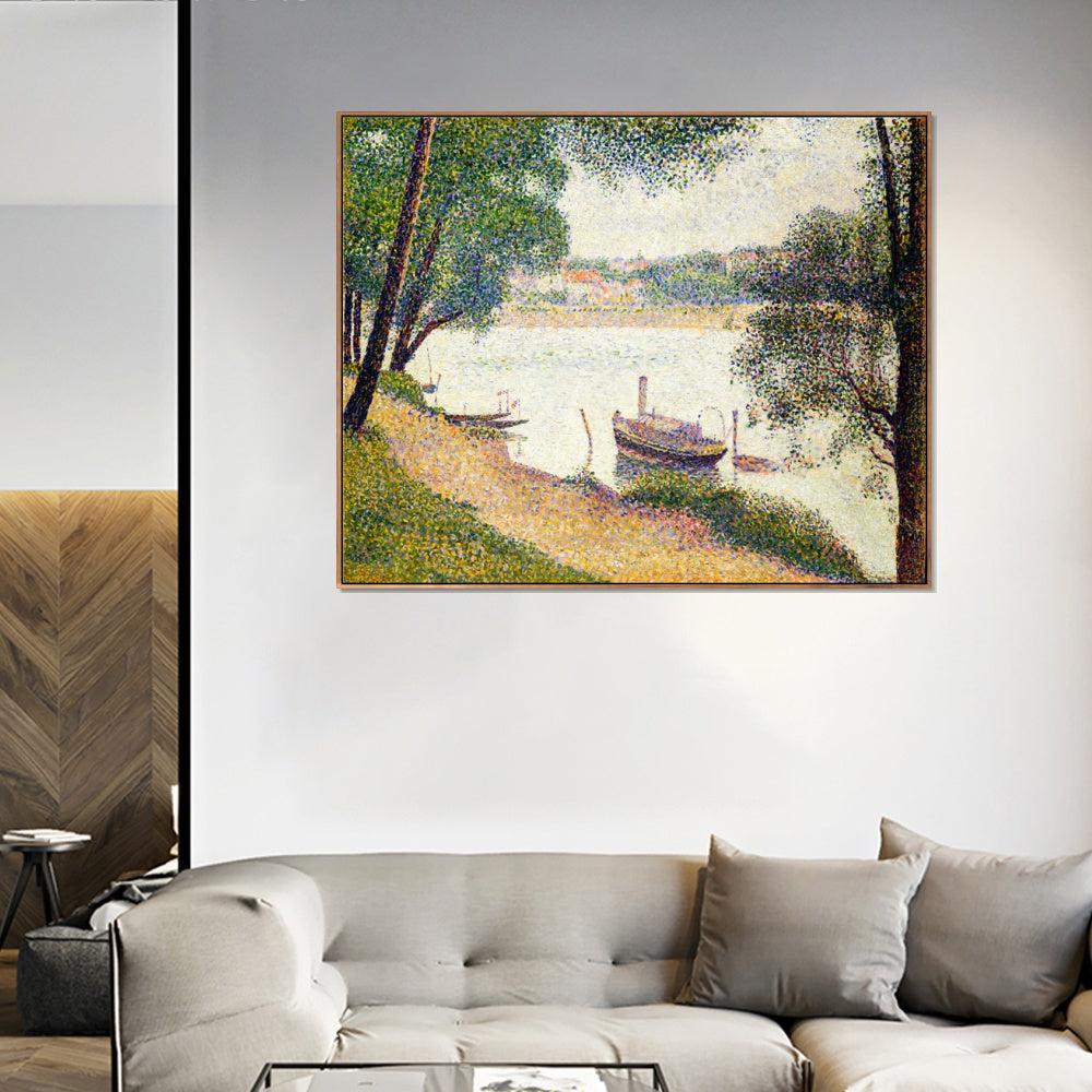 INVIN ART Framed Canvas Giclee Print Art Gray weather, Grande Jatte by Georges Seurat Wall Art Living Room Home Office Decorations