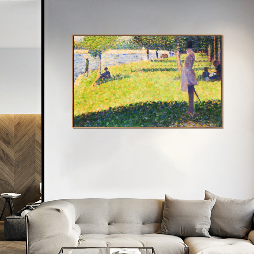 INVIN ART Framed Canvas Giclee Print Art Series#015 by Georges Seurat Wall Art Living Room Home Office Decorations