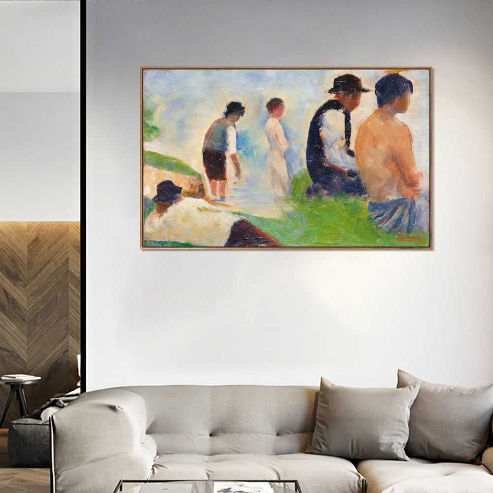 INVIN ART Framed Canvas Giclee Print Art Series#019 by Georges Seurat Wall Art Living Room Home Office Decorations