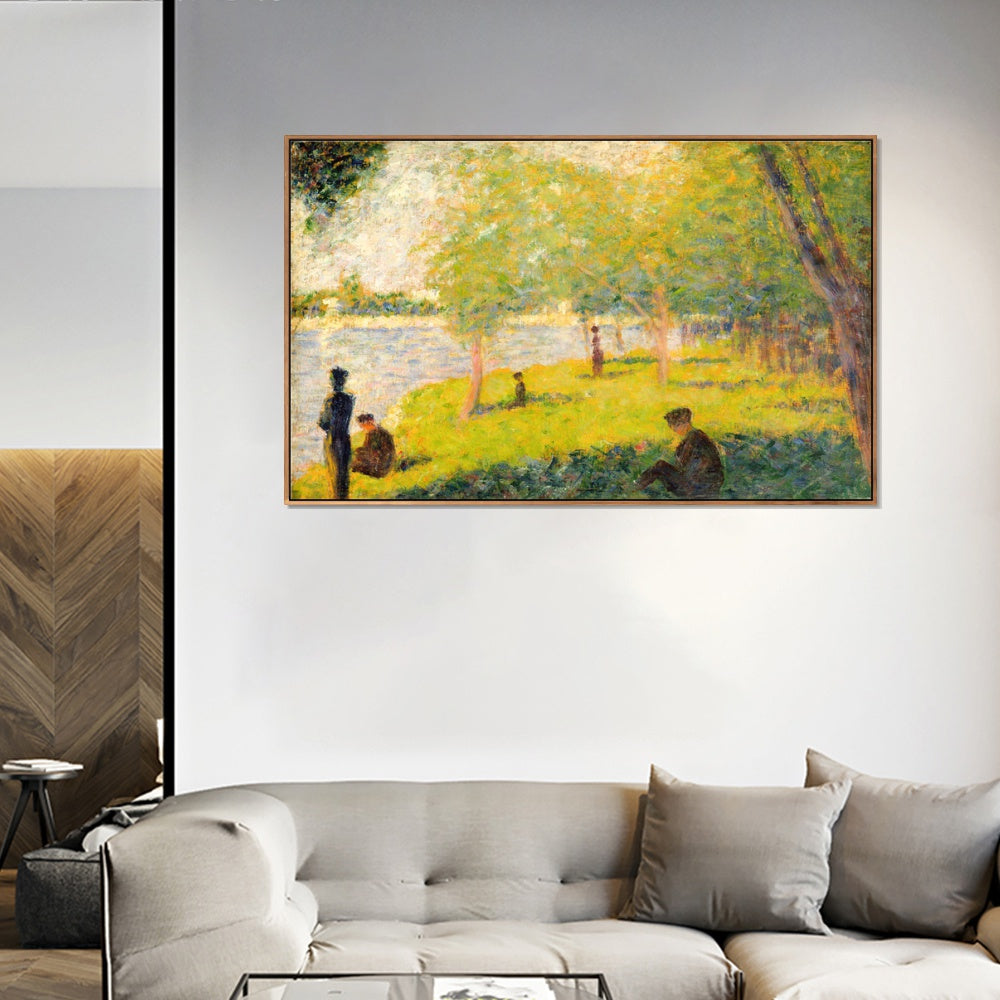 INVIN ART Framed Canvas Giclee Print Art Groupe de personnages by Georges Seurat Wall Art Living Room Home Office Decorations
