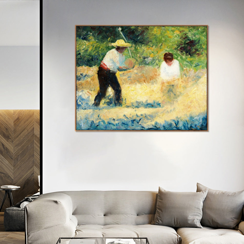 INVIN ART Framed Canvas Giclee Print Art Deutsch Steinbrecher by Georges Seurat Wall Art Living Room Home Office Decorations