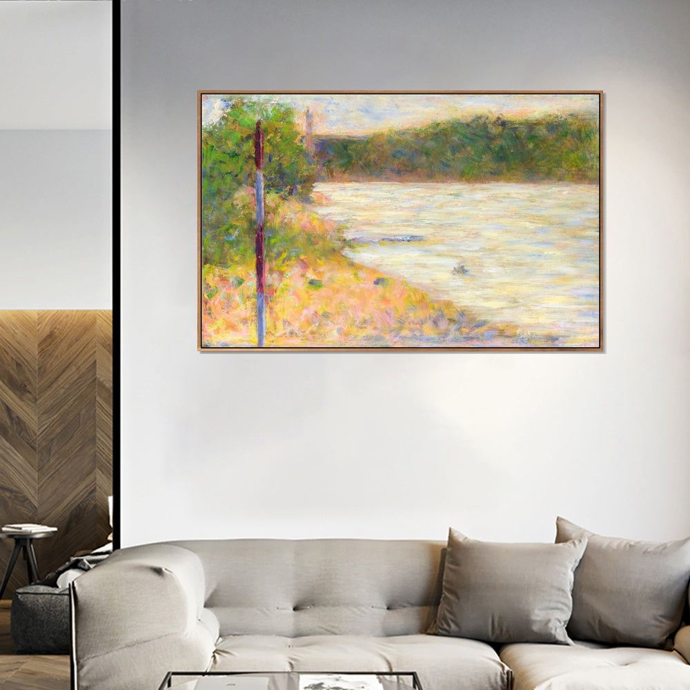 INVIN ART Framed Canvas Giclee Print Art Series#039 by Georges Seurat Wall Art Living Room Home Office Decorations