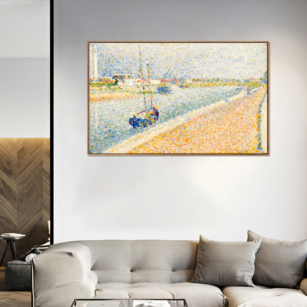 INVIN ART Framed Canvas Giclee Print Art Series#041 by Georges Seurat Wall Art Living Room Home Office Decorations