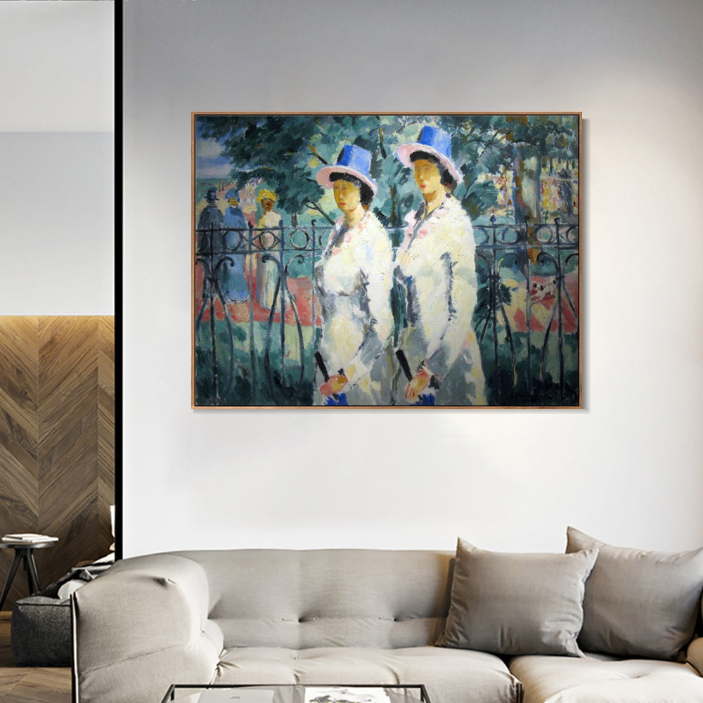 INVIN ART Framed Canvas Giclee Print Art Sisters,1930 by Kasimir Malevich Wall Art Living Room Home Office Decorations