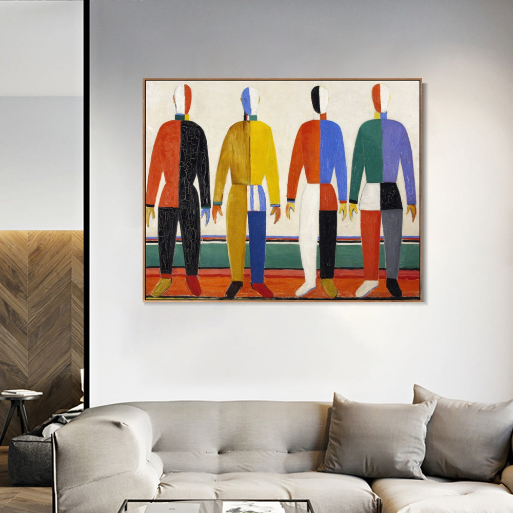 INVIN ART Framed Canvas Giclee Print Art Sportsmen by Kasimir Malevich Wall Art Living Room Home Office Decorations