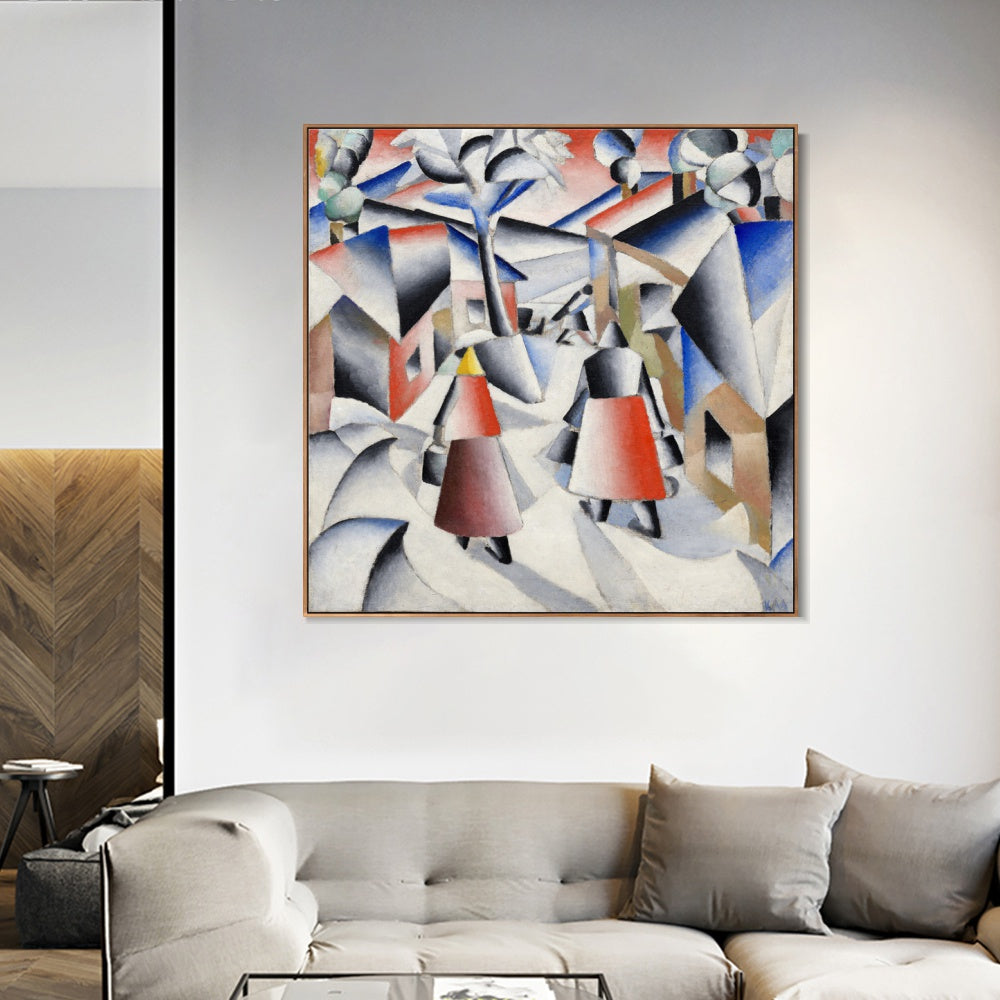 INVIN ART Framed Canvas Giclee Print Art Morning in The Country After Snowstorm by Kasimir Malevich Wall Art Living Room Home Office Decorations