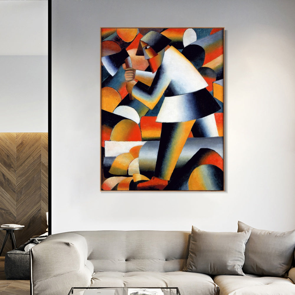 INVIN ART Framed Canvas Giclee Print Art Woodcutter by Kasimir Malevich Wall Art Living Room Home Office Decorations
