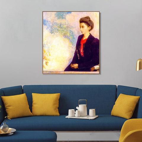 INVIN ART Framed Canvas Baroness Robert de Domecy by Odilon Redon Wall Art Living Room Home Office Decorations