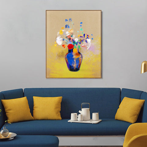 INVIN ART Framed Canvas Flowers in a Vase by Odilon Redon Wall Art Living Room Home Office Decorations