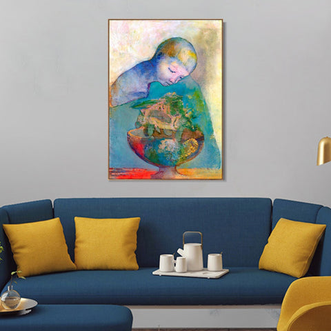 INVIN ART Framed Canvas Series#031 by Odilon Redon Wall Art Living Room Home Office Decorations