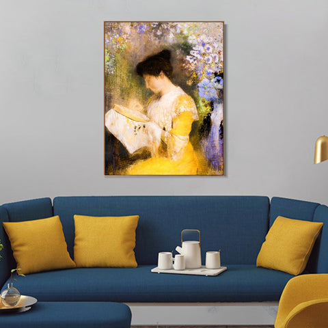 INVIN ART Framed Canvas Portrait of Madame by Odilon Redon Wall Art Living Room Home Office Decorations
