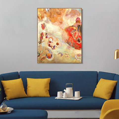 INVIN ART Framed Canvas Series#051 by Odilon Redon Wall Art Living Room Home Office Decorations