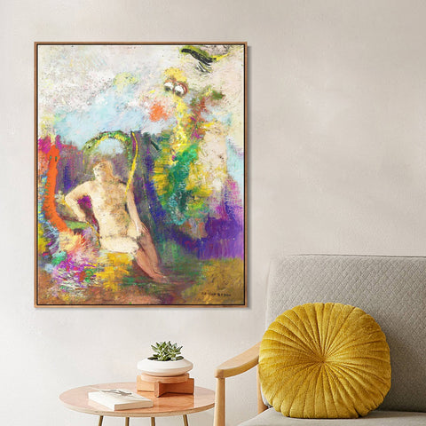 INVIN ART Framed Canvas Landscape with Eve by Odilon Redon Wall Art Living Room Home Office Decorations