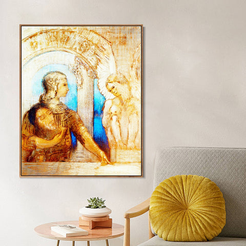 INVIN ART Framed Canvas The Mystical Knight by Odilon Redon Wall Art Living Room Home Office Decorations