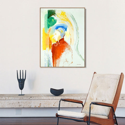 INVIN ART Framed Canvas A Figure by Odilon Redon Wall Art Living Room Home Office Decorations