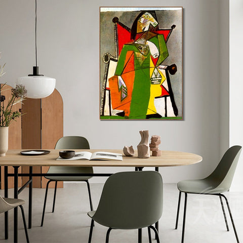 INVIN ART Framed Canvas Giclee Print Art 1941 Femme assise dans un fauteuil 2 by Pablo Picasso Wall Art Living Room Home Office Decorations