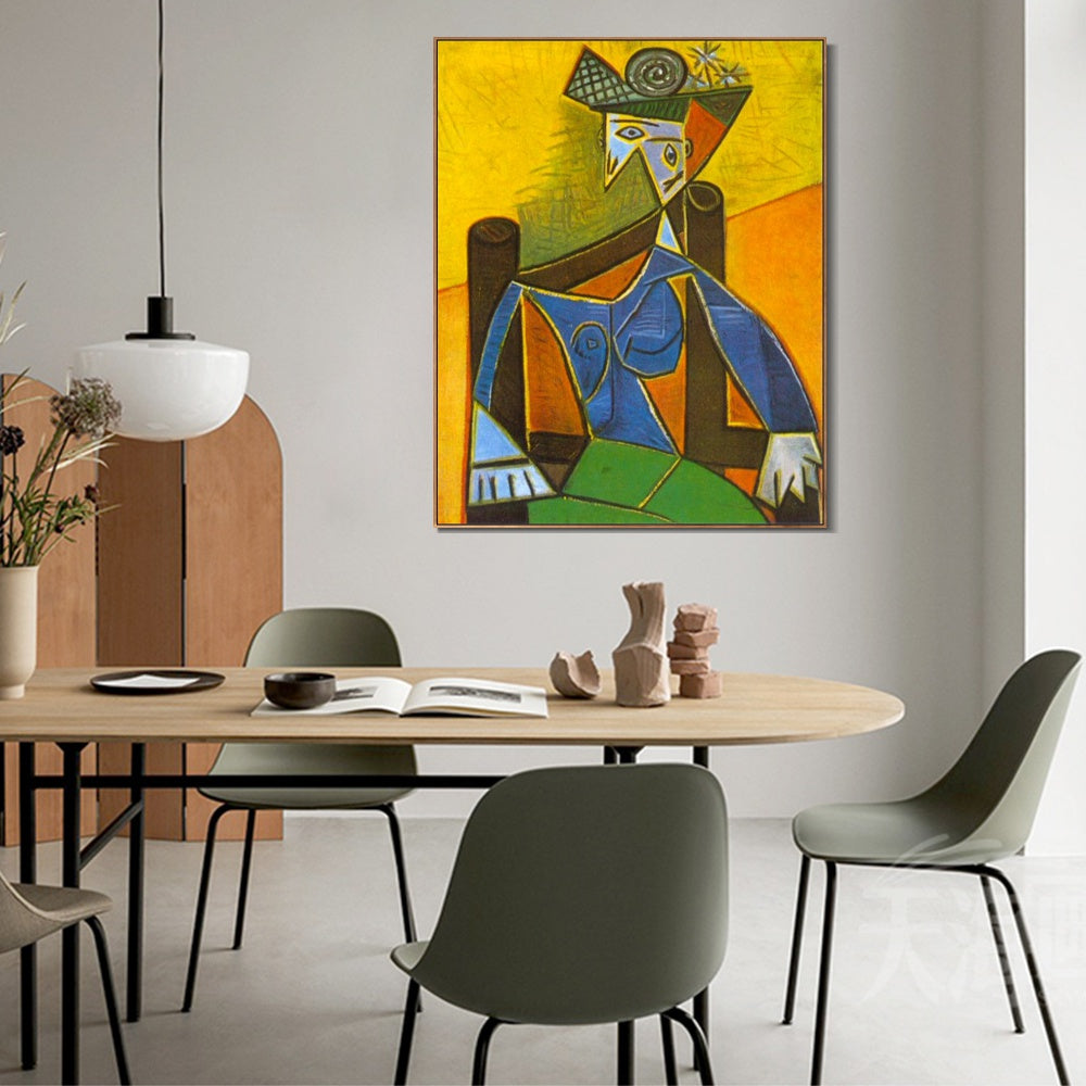 INVIN ART Framed Canvas Giclee Print Art 1941 Femme assise dans un fauteuil 4 by Pablo Picasso Wall Art