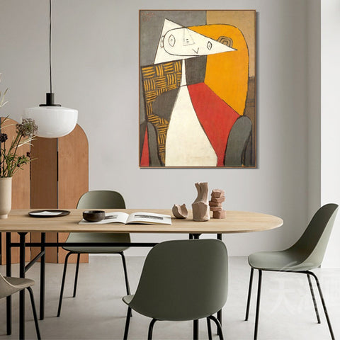 INVIN ART Framed Canvas Giclee Print Art 1930 Femme assise [Figure] by Pablo Picasso Wall Art Living Room Home Office Decorations
