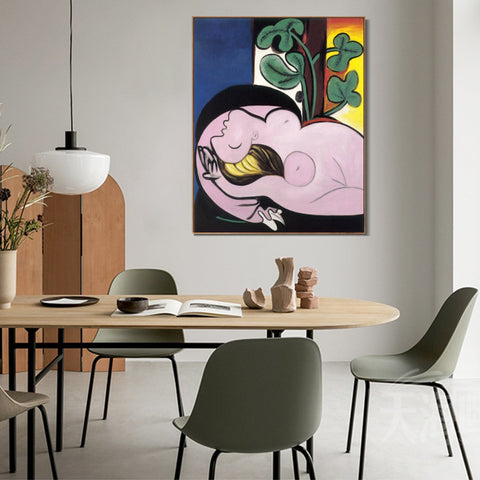 INVIN ART Framed Canvas Giclee Print Art 1932 Nu au fauteuil noir by Pablo Picasso Wall Art Living Room Home Office Decorations