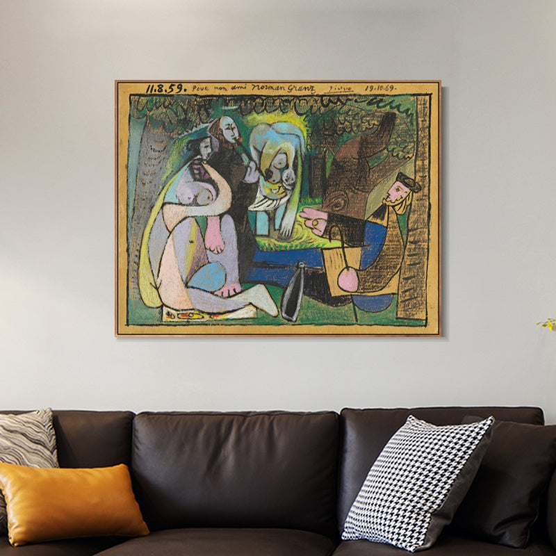 INVIN ART Framed Canvas Giclee Print Art 1960 Desert on the grass (Manet) by Pablo Picasso Wall Art