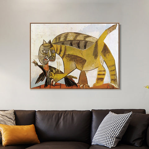 INVIN ART Framed Canvas Giclee Print Art 1939 The cat the bird by Pablo Picasso Wall Art Living Room Home Office Decorations