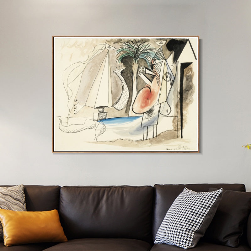 INVIN ART Framed Canvas Giclee Print Art Series#466 by Pablo Picasso Wall Art