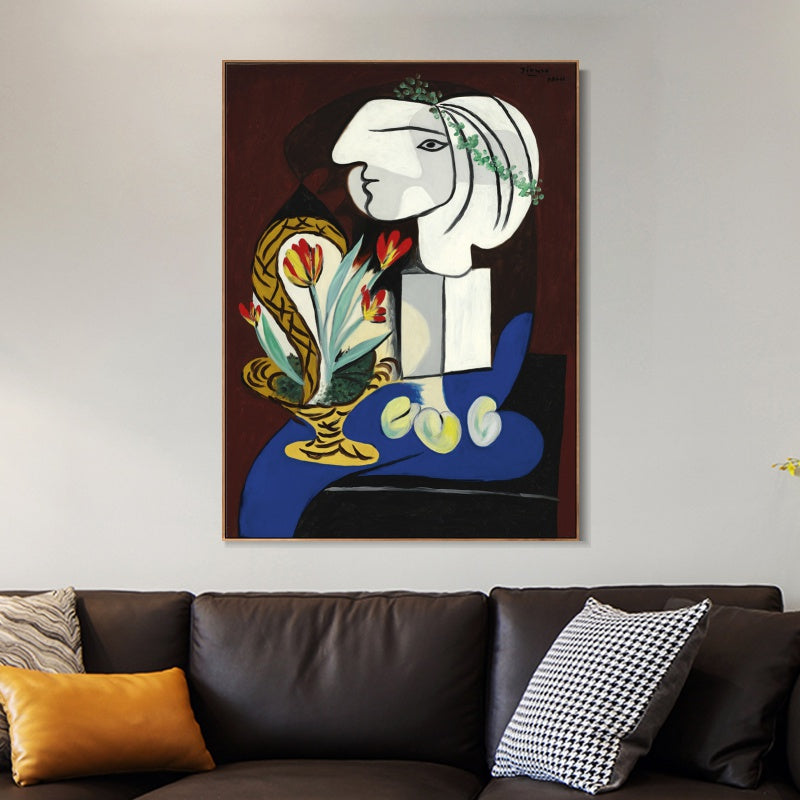 INVIN ART Framed Canvas Giclee Print Art Still life with tulips by Pablo Picasso Wall Art