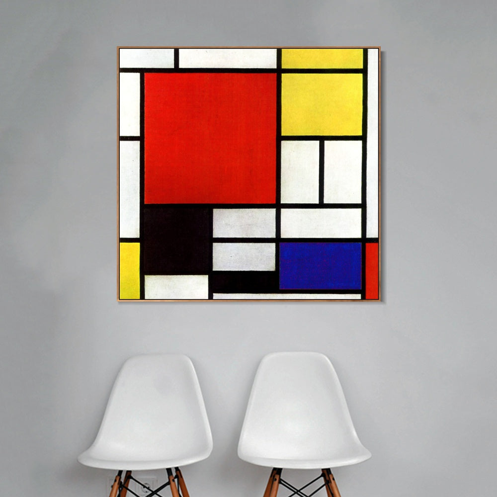 INVIN ART Framed Canvas Abstract Composition in Red, Yellow, Blue and Black, 1921 by Piet Cornelies Mondrian Wall Art Living Room Home Office Decorations