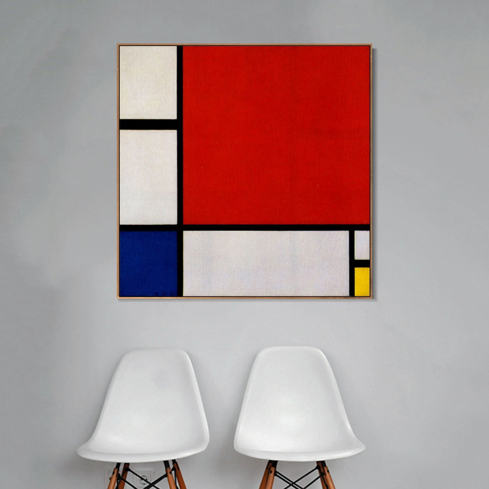 INVIN ART Framed Canvas Composition II in Red, Blue, Yellow, 1930 by Piet Cornelies Mondrian Wall Art Living Room Home Office Decorations