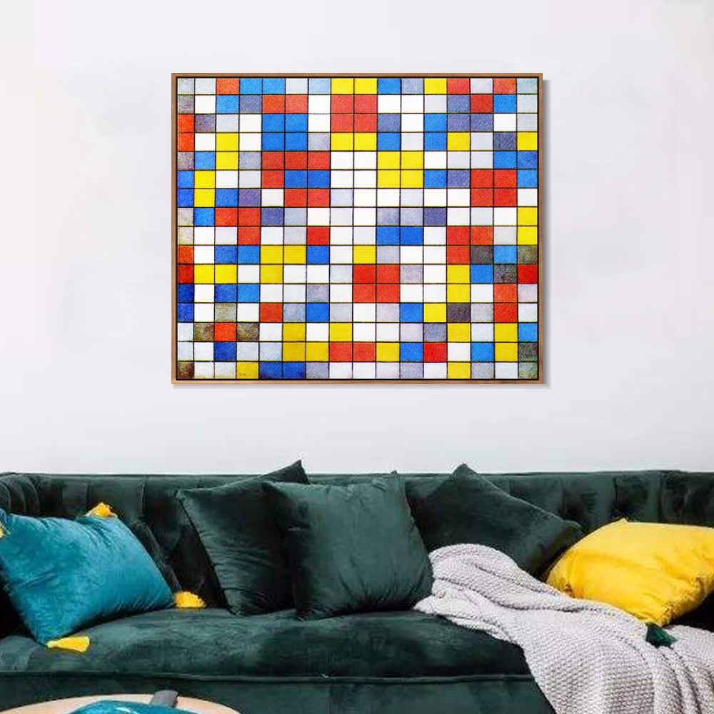 INVIN ART Framed Canvas Series#074 by Piet Cornelies Mondrian Wall Art Living Room Home Office Decorations
