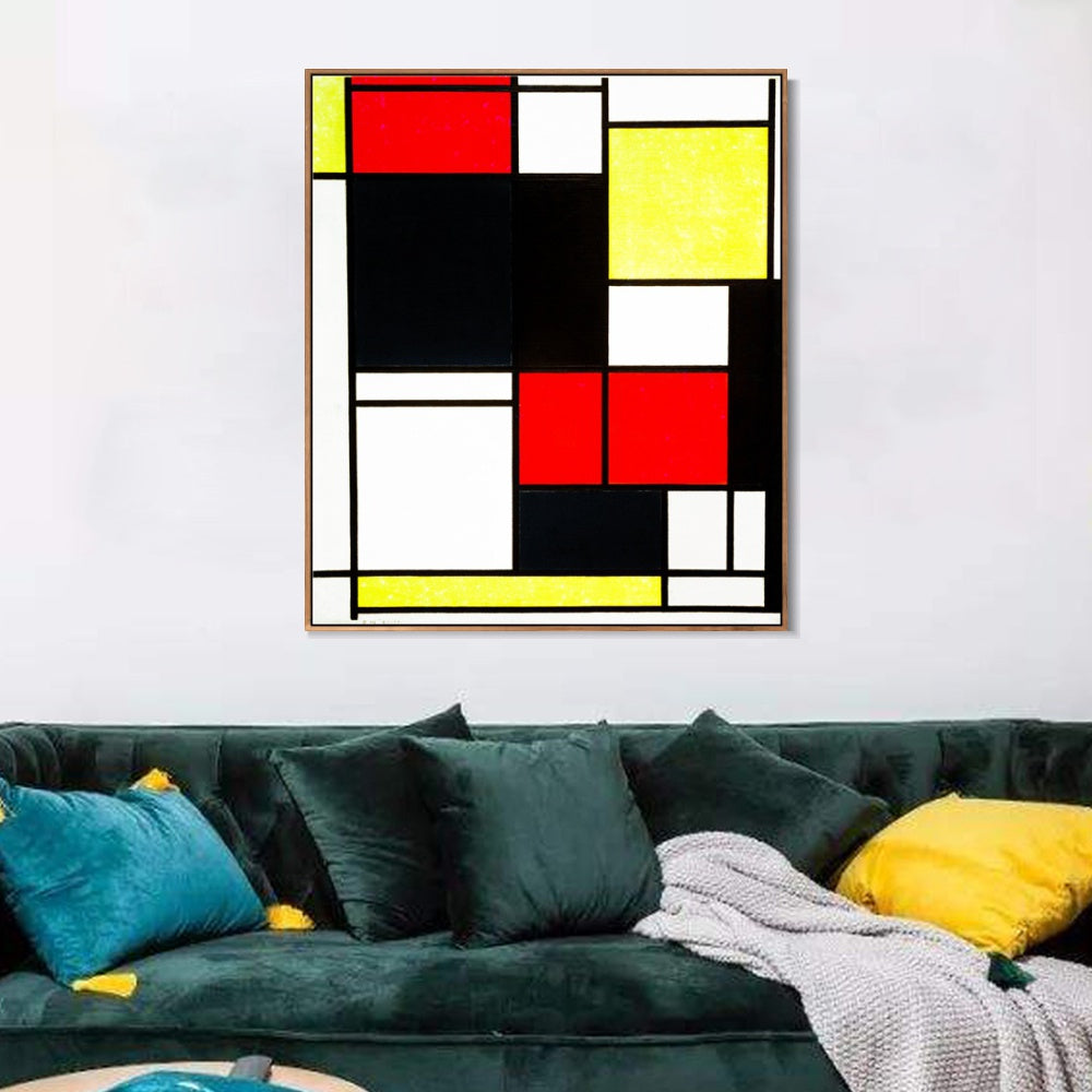 INVIN ART Framed Canvas Series#079 by Piet Cornelies Mondrian Wall Art Living Room Home Office Decorations