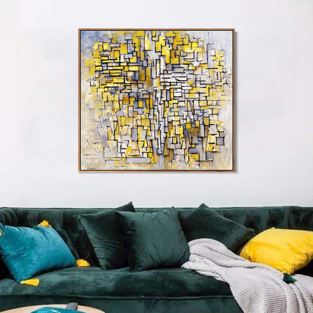 INVIN ART Framed Canvas Tableau No 2, Composition No VII, 1913 by Piet Cornelies Mondrian Wall Art Living Room Home Office Decorations