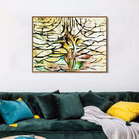 INVIN ART Framed Canvas Apple Tree in Bloom by Piet Cornelies Mondrian Wall Art Living Room Home Office Decorations