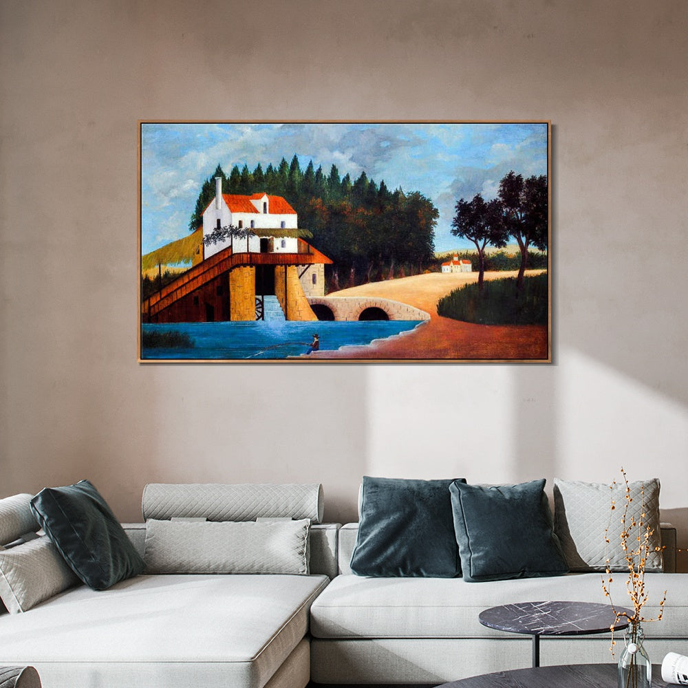 INVIN ART Framed Canvas Giclee Print Art The Mill by Henri Rousseau Wall Art