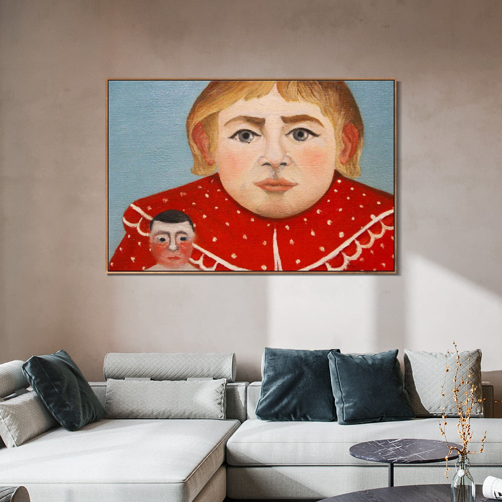 INVIN ART Framed Canvas Giclee Print Art The Girl with a Doll#2 by Henri Rousseau Wall Art