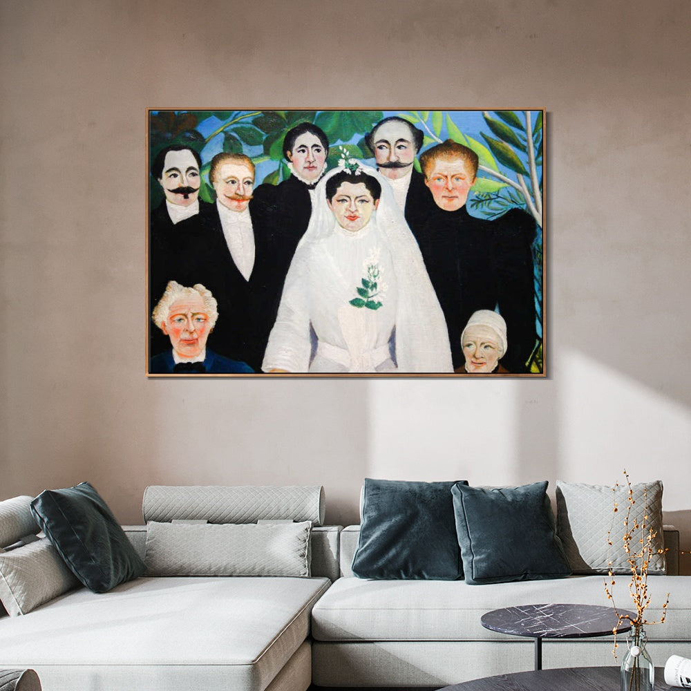 INVIN ART Framed Canvas Giclee Print Art The Wedding Party#2 by Henri Rousseau Wall Art