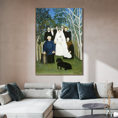 INVIN ART Framed Canvas Giclee Print Art The Wedding Party by Henri Rousseau Wall Art Living Room Home Office Decorations