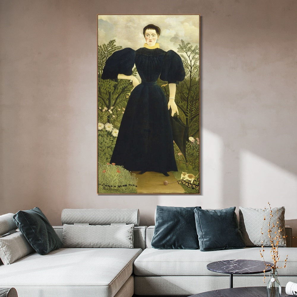 INVIN ART Framed Canvas Giclee Print Art Portrait of a Woman by Henri Rousseau Wall Art