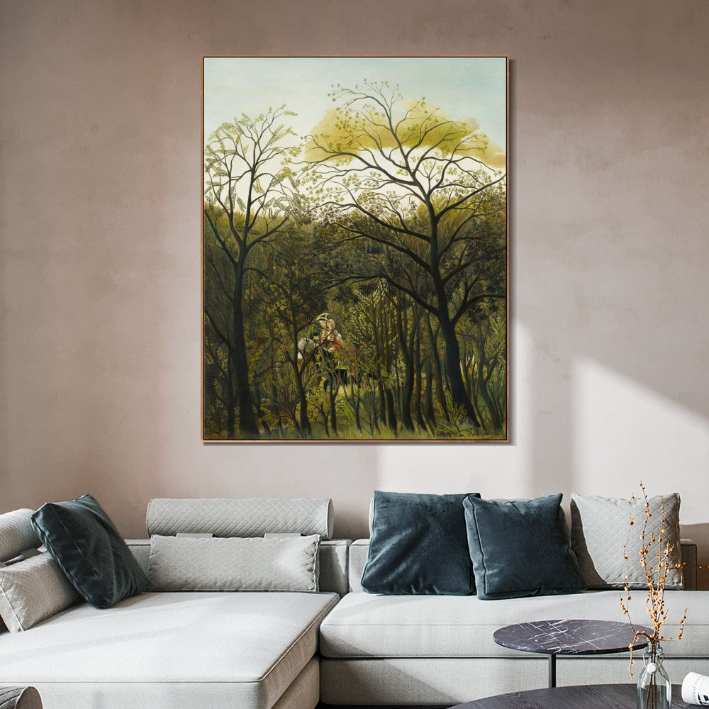 INVIN ART Framed Canvas Giclee Print Art Rendez Vous in the Forest by Henri Rousseau Wall Art