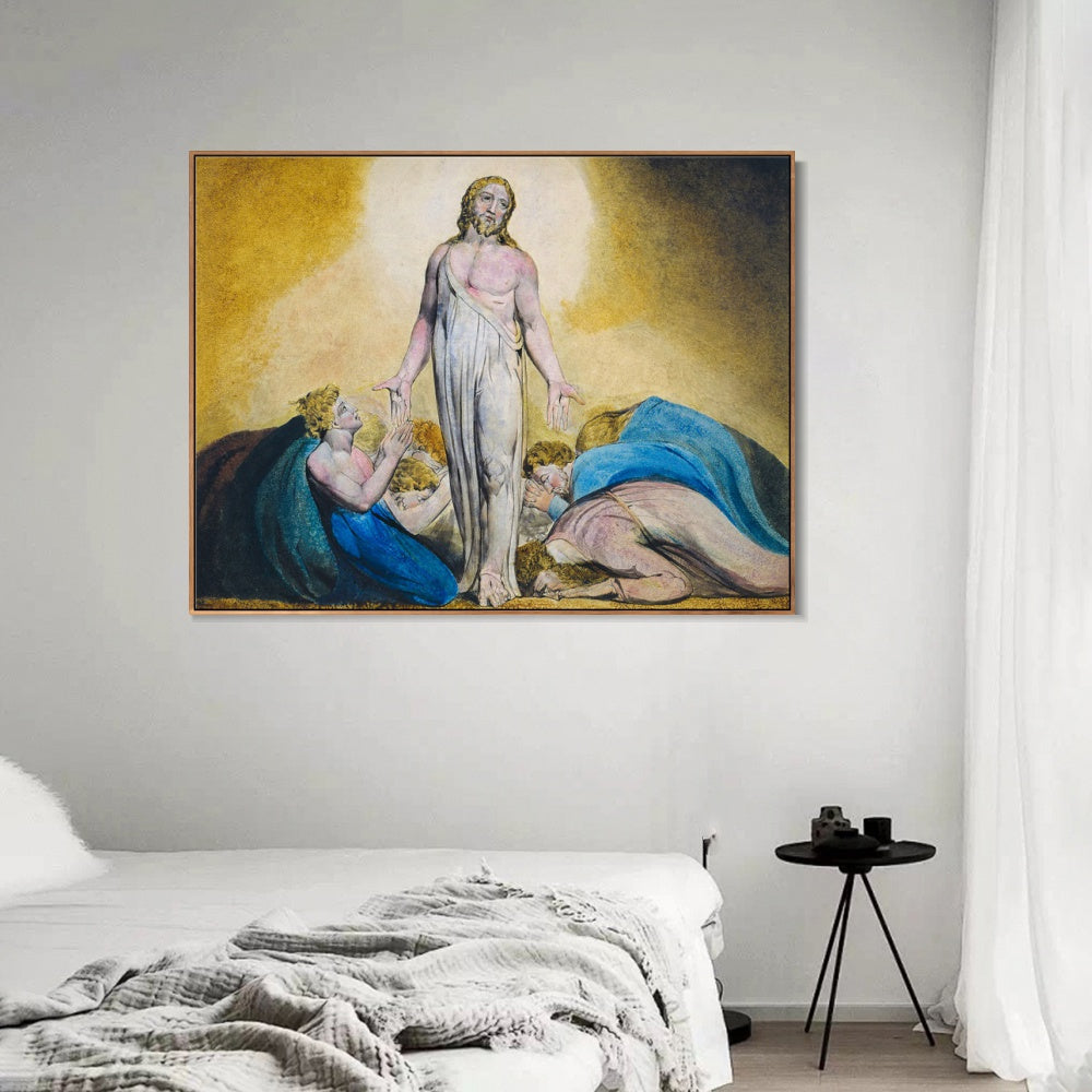 INVIN ART Framed Canvas Giclee Print Art Christ Appearing to The Apostles After The Resurrection#2 by William Blake Wall Art
