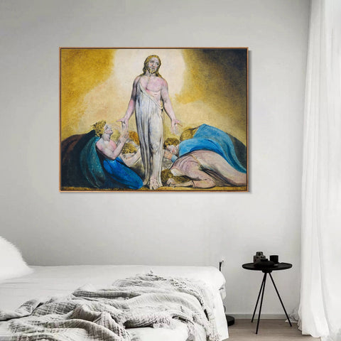 INVIN ART Framed Canvas Giclee Print Art Christ Appearing to The Apostles After The Resurrection#2 by William Blake Wall Art Living Room Home Office Decorations