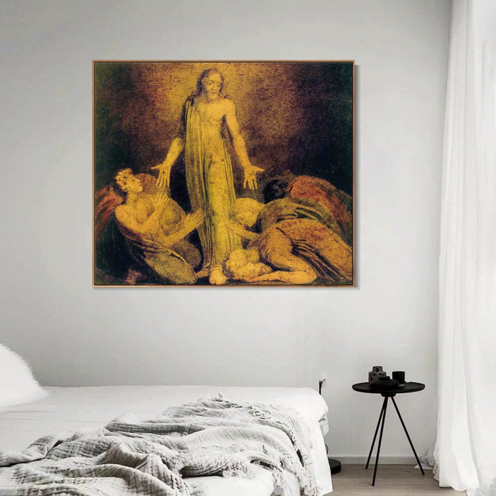INVIN ART Framed Canvas Giclee Print Art Christ Appearing to The Apostles After The Resurrection#3 by William Blake Wall Art