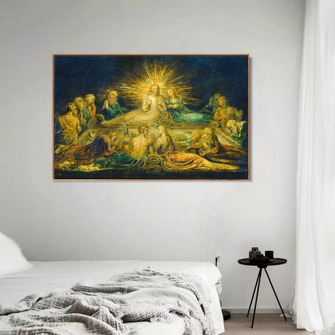 INVIN ART Framed Canvas Giclee Print Art Series#005 by William Blake Wall Art Living Room Home Office Decorations