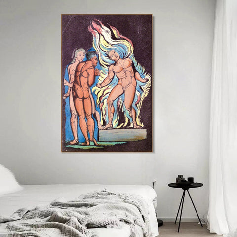 INVIN ART Framed Canvas Giclee Print Art Series#008 by William Blake Wall Art Living Room Home Office Decorations