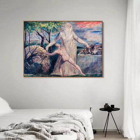 INVIN ART Framed Canvas Giclee Print Art Abraham and Isaac by William Blake Wall Art Living Room Home Office Decorations