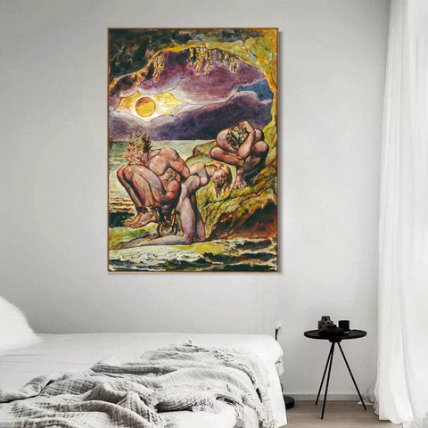 INVIN ART Framed Canvas Giclee Print Art Series#010 by William Blake Wall Art Living Room Home Office Decorations
